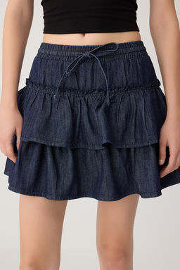 Koyu Mavi Beli Lastikli _ortlu Denim Etek TWOSS26ET00281 - Trendyolmilla фото 4