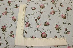 Бязь Зайцевские розочки на серо-бежевом (розовые бутоны), СОРТ2, ш.1.5м, хлопок-100%, 120гр/м.кв - Купава фото 4