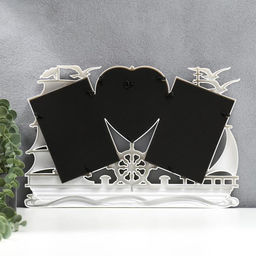 Фоторамка - коллаж на 3 фото 10?15, 12?12 см Корабль, пластик, мультирамка, белая, 25?40 см