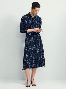 Приталенное платье с принтом в горошек / Zarina  фото 6