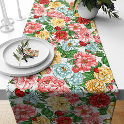 Скатерть-дорожка на стол 50х145см Дикая роза, хлопок Комфорт 171г/м2, упаковка классическая 28х41см, Домашняя мода (Россия)