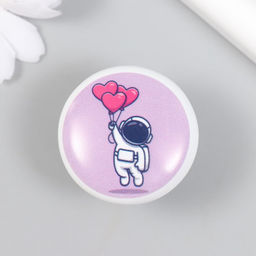 Фурнитура для шкатулки, ручка Космонавт с воздушными шариками, керамика, металл, 3.8?3.8 см