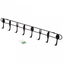 Вешалка-планка металлическая, окрашенная 8 крючков, "Кухня" 47х3,5х7,8см, цвет - черный матовый (Китай)