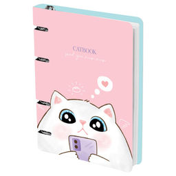 Тетрадь 100л. на кольцах "Cat book" сменный блок (MS_50666, "MESHU") матовая ламинация, выб. лак