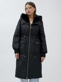 Пальто зимнее женское стильное с норкой люкс класса черного цвета 8628Ch - Mtforce фото 14