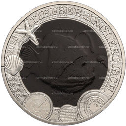 Монета 3 евро 2023 года Австрия Светящаяся морская жизнь Рыба удильщик (Морской черт)