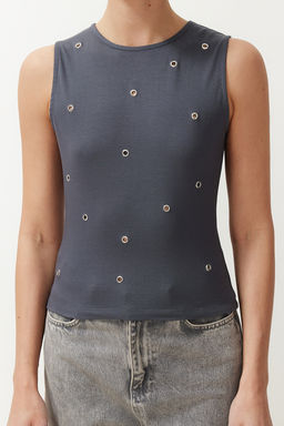 Antrasit Fitted/Vucuda Oturan Bisiklet Yaka Kul Gozu Detayl? Orme Atlet TWOSS24AL00046 - Trendyolmilla фото 4