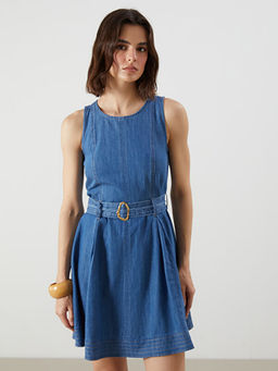 Bisiklet Yaka Belden Oturtmal? Mini Jean Elbise