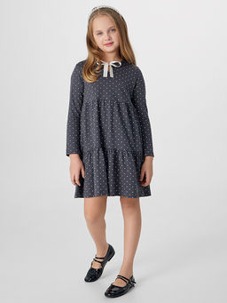 Платье для девочек серое с принтом в горошек - Mark formelle фото 5