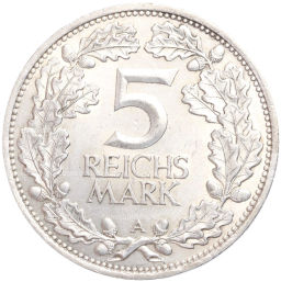 5 рейхсмарок 1925 года A Германия Тысячелетие Рейнской области (Рейнланда)