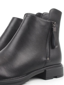 01-M43-12 BLACK Ботинки демисезонные женские (натуральная кожа, байка)