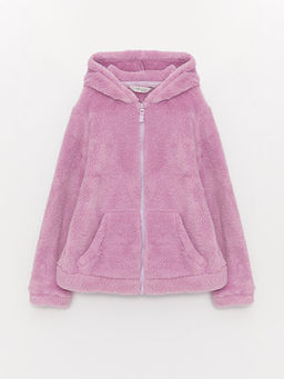 Kap??onlu Basic Uzun Kollu Pel?? K?z ?ocuk Fermuarl? Sweatshirt