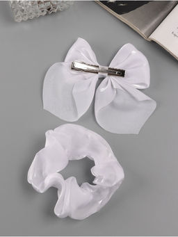 Цена за 6 шт. Набор для волос «Школьница», резинка 10 см, зажим 9 см, классик объём, белый