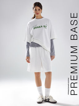 Комплект женский белый с принтом и надписью "Osaka 87"