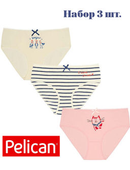 PELICAN, трусы для девочек, Бледно-розовый/молочный/молочный