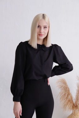 Блуза с отложным воротником чёрная - Martichelli фото 5