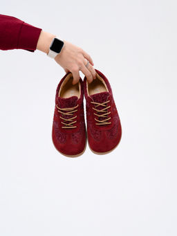 Кеды босоногие натуральная замша бордовые 184.natabr.Бордовая замша+бордовый джангл/Кожа