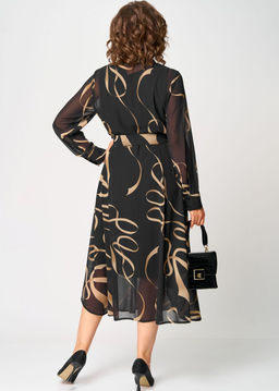 Платье EVA GRANT 7303 черный с принтом