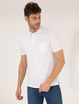 Beyaz Regular Fit Polo Yaka Basic Ti__rt