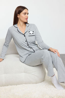 Trendyolmilla Lila Pamuklu Panda Bask?l? Orme Pijama Tak?m? THMAW21PT0245  фото 28