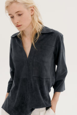 CAMISA BOLSILLO PIEL ANTE LIMITED EDITION / Gris antracita - Zara фото 2
