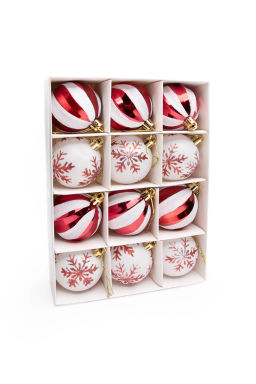 Набор новогодних шаров 6 см (12 шт) SF-7805, красный - Больше подарков фото 2