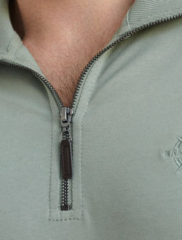 Свитшот с воротом стойкой на молнии из эластичного футера двухнитки - Vilatte фото 2
