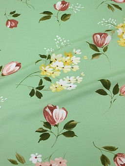 Штапель Весенние цветы цв.морозная зелень, ш.1.45м, вискоза-100%, 100гр/м.кв