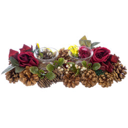 Новогоднее украшение подсвечник 33*15*8 см "Санта" на 2 свечи, прямоугольный