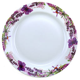 Тарелка мелкая фарфоровая Прованс д240мм, h35мм, гладкий край, круговая деколь (Россия)