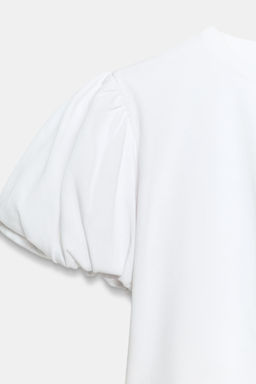 CAMISETA CROP MANGA VOLUMEN / Blanco - Zara фото 8