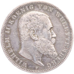 Монета 3 марки 1910 года F Германия (Вюртемберг)