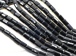 Бусины из агата черного цилиндр с огранкой 7*10мм, 38см, 38 бусин Радуга камня