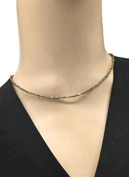 Чокер из циркона шарик гр.2мм цв.дымчато-золотистый, 38см