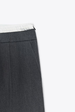 PANTAL?N ANCHO CINTURA DOBLE / Gris antracita