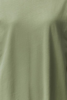 Haki Duz T-shirt Elbise %100 Pamuk Ay Kol Shift/Rahat Kesim Midi Midi Elbise TWOSS24EL00126