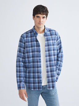 Regular Fit Uzun Kollu Ekose Gabardin Erkek G?mlek