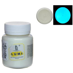 Краска акриловая люминесцентная (светящаяся в темноте), LUXART Lumi, 80 мл, небесно-голубой, небесно-голубое свечение (L4V80)