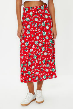 TRENDYOLMILLA Mavi Cicek Desenli Viskon Kumasl? Midi Boy Dokuma Etek TWOSS23ET00295 фото 5