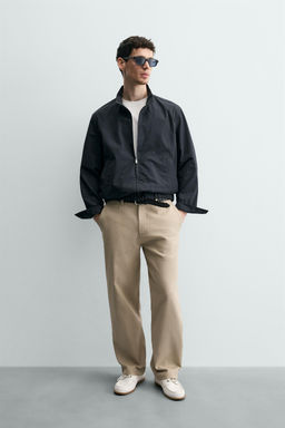 CAZADORA BOMBER REGULAR FIT CUADROS / Azul