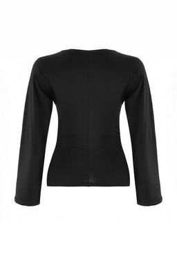 Siyah-Ekru 2li Paket D_z Fitted Bisiklet Yaka B_zg_l_ Pamuklu _rme Bluz TWOAW27BZ00047