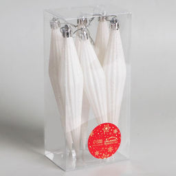 Ёлочные игрушки набор 6 шт. Сосулька острая в полоску, 318 см, белый - Зимнее волшебство фото 2