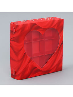 Цена за 5 шт. Коробка для конфет, кондитерская упаковка, 9 ячеек, «Любовь», 14.7×14.7×3.5 см