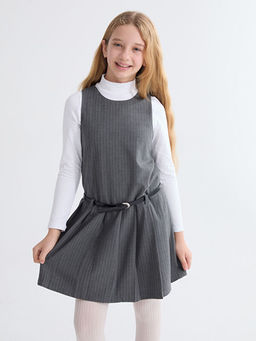 Bisiklet Yaka ?izgili K?z ?ocuk Elbise