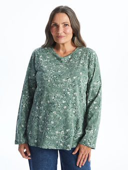 Bisiklet Yaka Desenli Kad?n Bluz