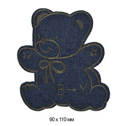 Термоаппликации джинсовые арт.TBY.DEN.04 МЕДВЕЖОНОК 90х110мм уп.10шт