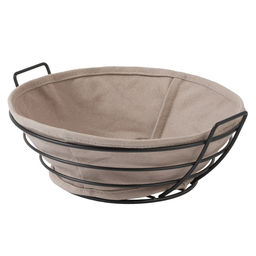 51771 GIPFEL Корзинка для хлеба MORAN круглая, 25х23х9,5 см, с текстильной вставкой. Материал: углеродистая сталь, хлопок. Цвет: черный, серый