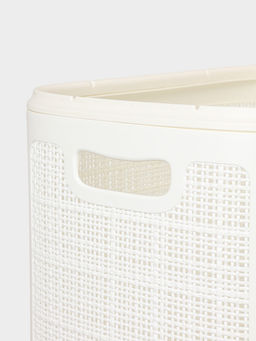 Плетёная корзина для белья с крышкой "Лён" 75л 43×32×60см, цвет белый