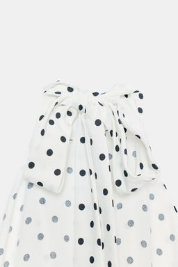 VESTIDO HALTER LUNARES / Blanco / Negro - Zara фото 9