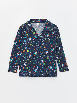 G?mlek Yaka Desenli Uzun Kollu Erkek ?ocuk Pijama ?st